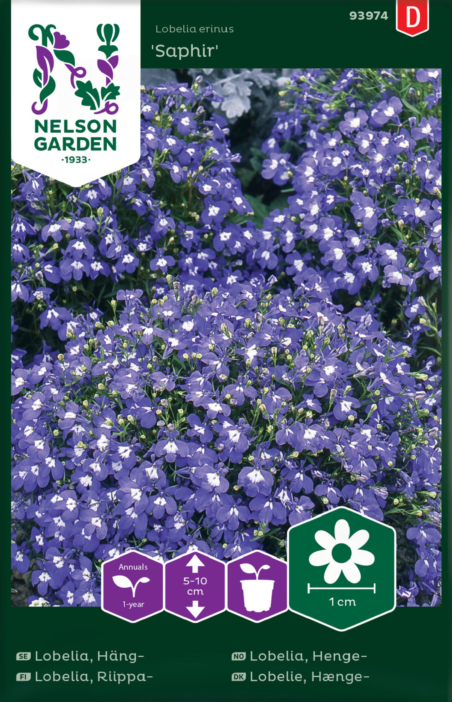 Hänglobelia, Saphir, Blå