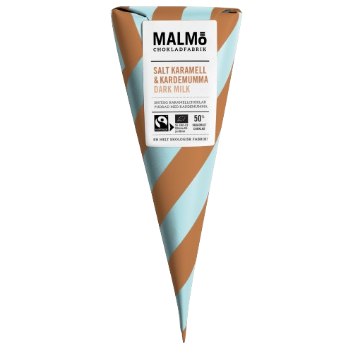 Malmö Chokladfabrik SALT KARAMELL & KARDEMUMMA 50% CHOKLADSTRUT